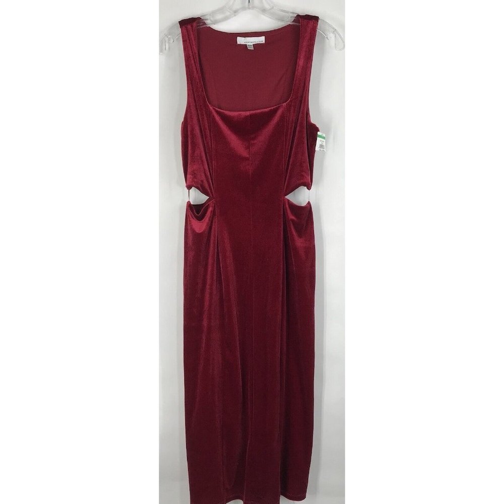 FOURTEENTH PLACE Dress Womens Size Medium M Velour Cut‎ Out Red Regal